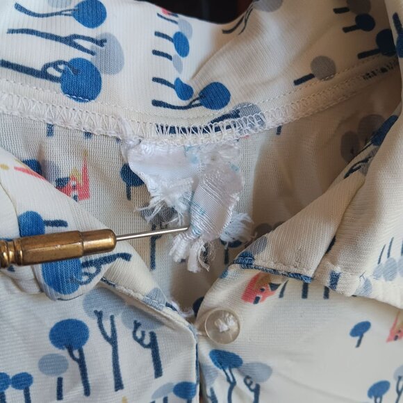 Girls 8/10 Vintage 1970s Disco Print Shirt Whimsical Tree House Boho Print - Picture 3 of 6